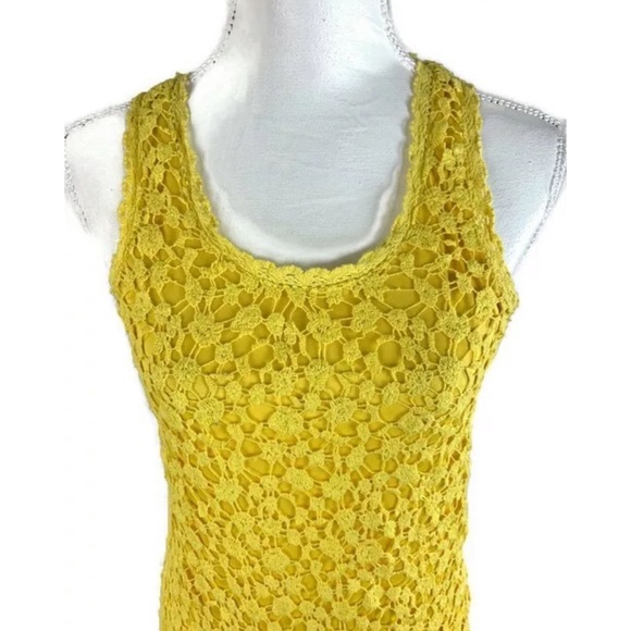 CREMIEUX Yellow Crochet Racerback Slip Dress - Picture 2 of 4